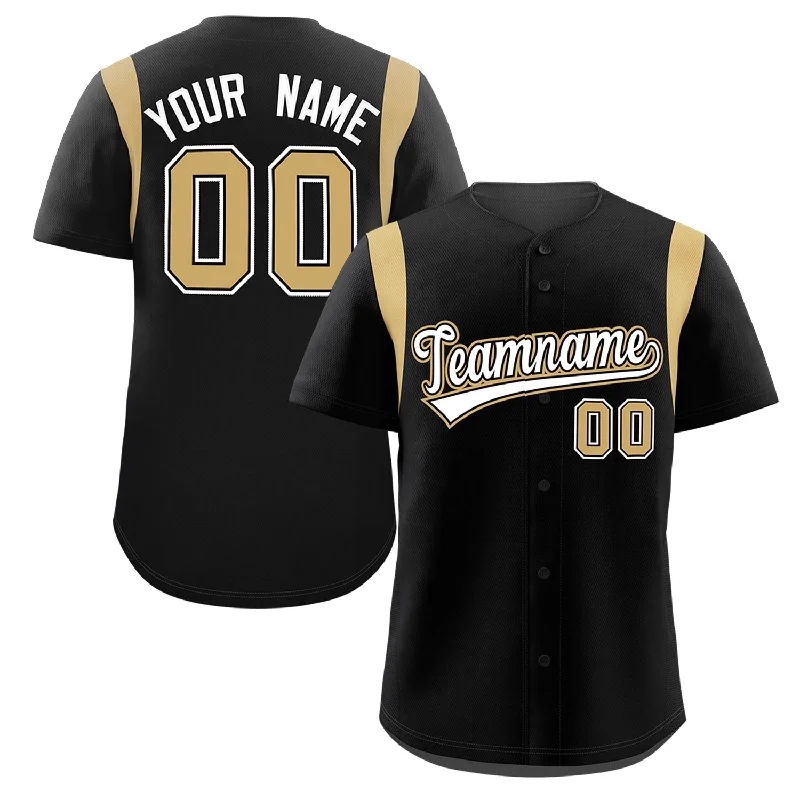 Baseball jersey for gym wear with modern style-Custom Black Old Gold Classic Style Personalized Full Button Authentic Baseball Jersey