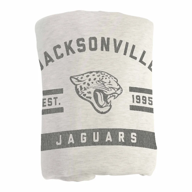 Custom team throws for outdoor events-Jacksonville Jaguars Oatmeal Sweatshirt Blanket