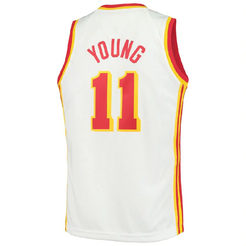 Basketball jersey with contrast stitching for style-A.Hawks #11 Trae Young 2020-21 Swingman Jersey Association Edition White Stitched American Basketball Jersey