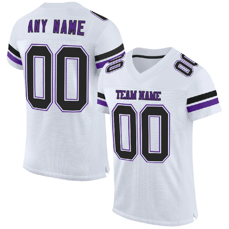 Custom soccer jersey for local and regional leagues-Custom White Black-Purple Mesh Authentic Football Jersey