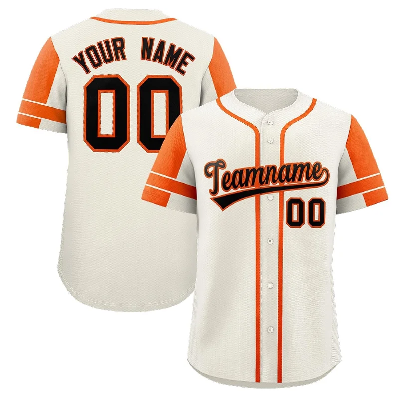 Team baseball jersey with extra padding for protection-Custom Cream Orange Personalized Raglan Sleeves Authentic Baseball Jersey