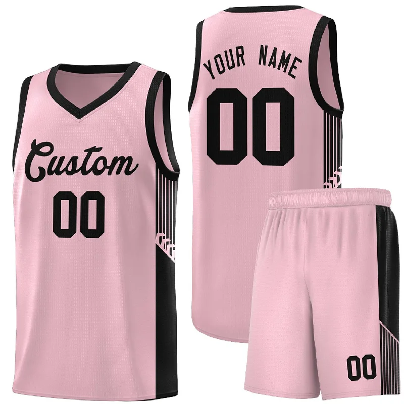 Custom basketball jersey with sublimated graphics-Custom Pink Black Side Stripe Fashion Sports Uniform Basketball Jersey