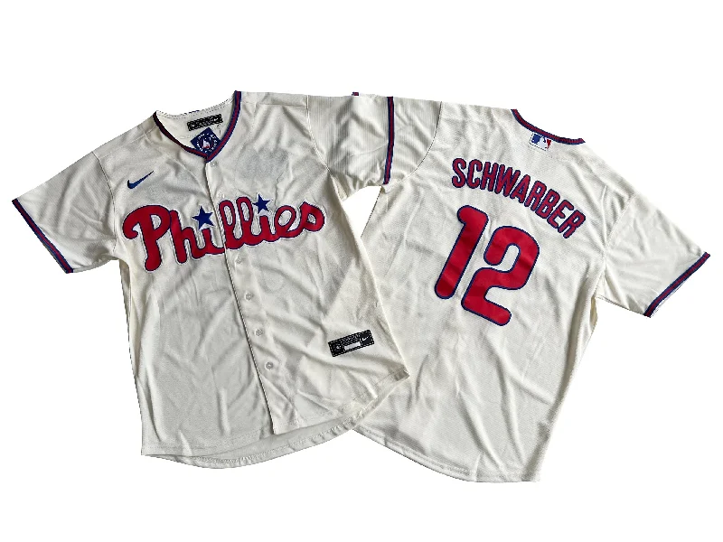 Personalized baseball jersey for sports clubs-Men's Philadelphia Phillies 12# Kyle Schwarber Red Cool Base Jersey