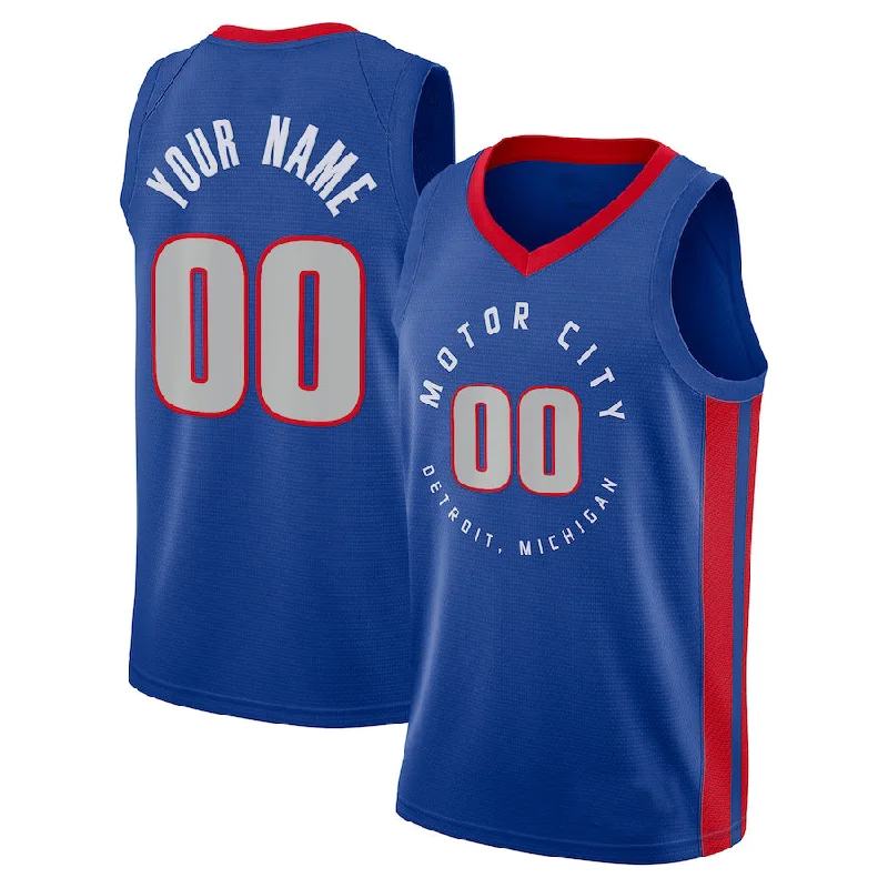 Custom basketball jersey for charity auctions-Custom D.Pistons 2020-21 Swingman Jersey Blue City Edition American Stitched Basketball Jersey