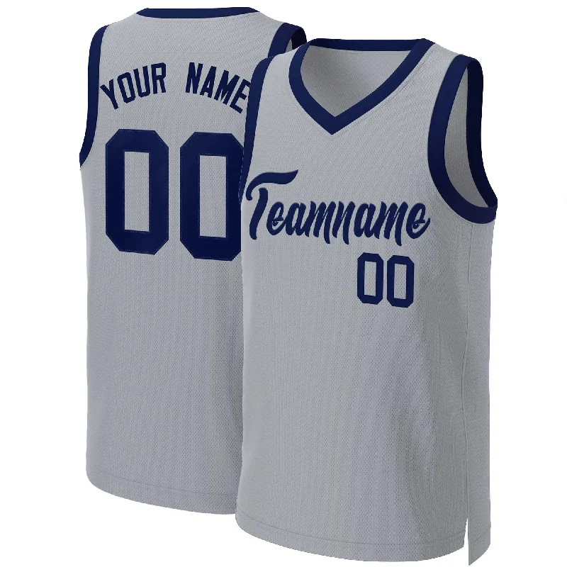 Basketball jersey for tournaments with custom logos-Custom Gray Navy Classic Tops Basketball Jersey