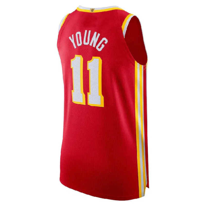 Youth basketball jersey with team number-A.Hawks #11 Trae Young 2022-23 Authentic Player Jersey Icon Edition Red Stitched American Basketball Jersey