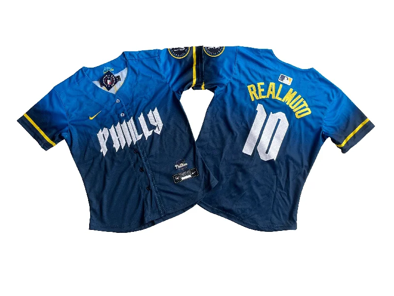 Baseball jersey with moisture-control fabric for peak performance-Women's Philadelphia Phillies 10# J.T. Realmuto Nike Blue 2024 City Connect Limited Player Jersey