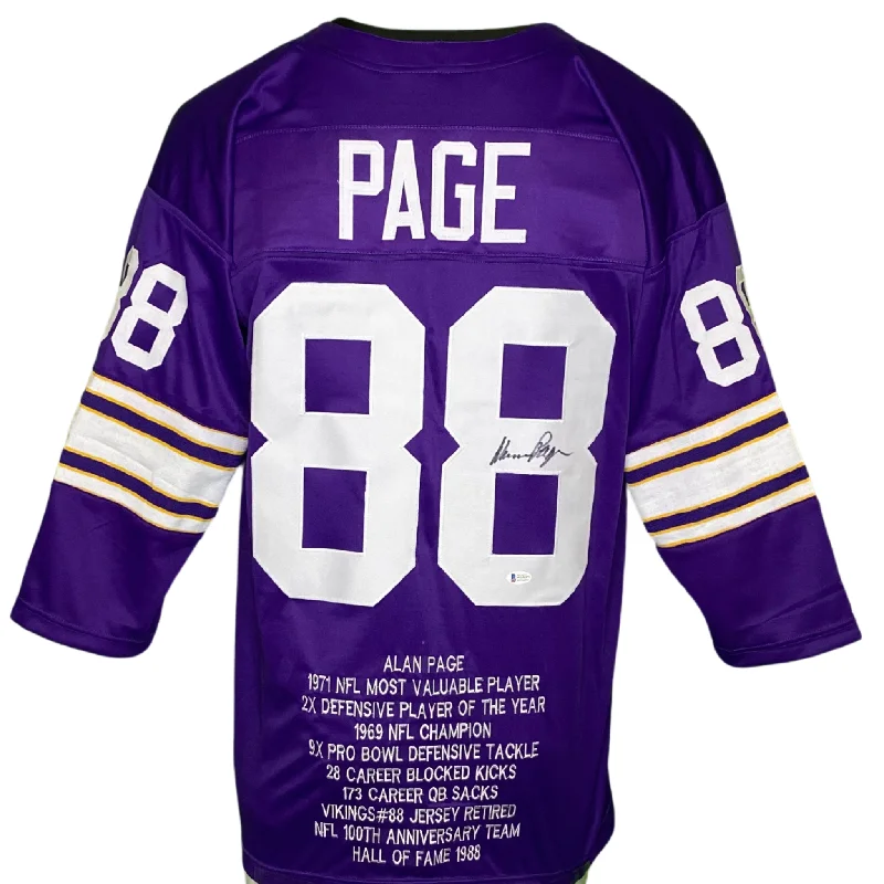 Soccer jersey with stretch fabric for maximum flexibility-Alan Page Signed Custom Purple Football Jersey W/ Stats