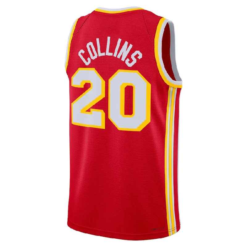 Basketball jersey with adjustable features for comfort-A.Hawks #20 John Collins Unisex 2022-23 Swingman Jersey Icon Edition Red Stitched American Basketball Jersey