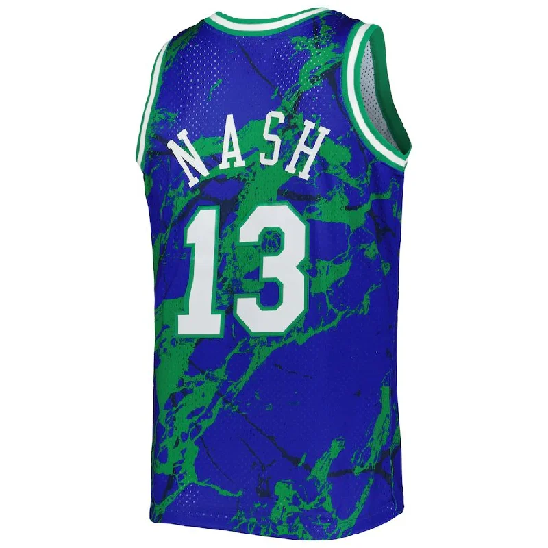 Basketball jersey with adjustable features for comfort-D.Mavericks #13 Steve Nash Mitchell & Ness 1998-99 Hardwood Classics Marble Swingman Jersey Blue Stitched American Basketball Jersey