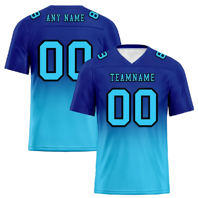 Personalized soccer jersey for gift items and fan merchandise-Custom Blue Aqua Fade Fashion Aqua Personalized Authentic Football Jersey FBJ02-bc0f0ce