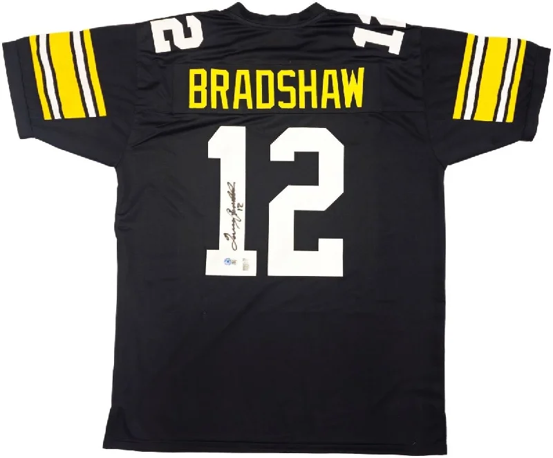 Custom soccer jersey with sublimated designs-Terry Bradshaw Pittsburgh Signed Black Football Jersey BAS