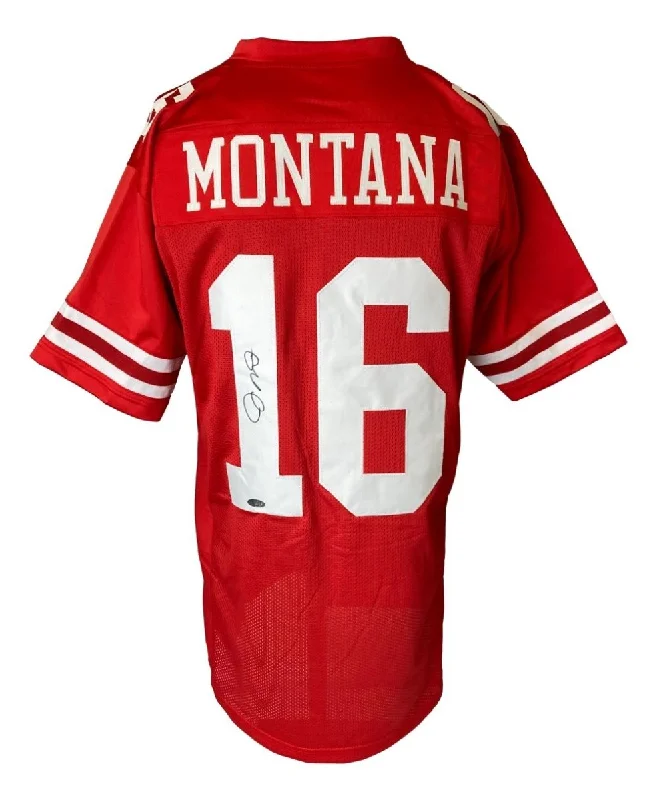 Soccer jersey with stretch fabric for maximum flexibility-Joe Montana San Francisco Signed Red Football Jersey Tristar