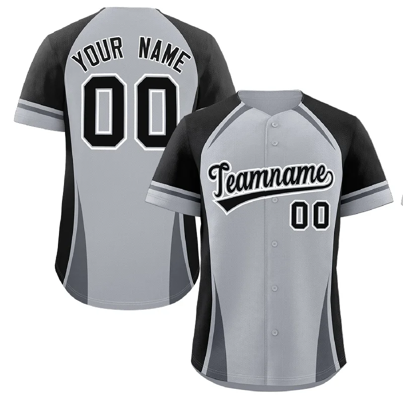 High-quality baseball jerseys for league players-Custom Gray Black-Dark Gray Personalized Color Block Authentic Baseball Jersey