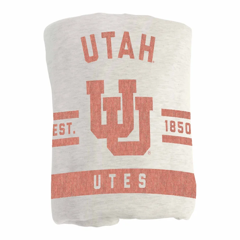 Custom team baby blankets for new parents-Utah Oatmeal Sweatshirt Blanket