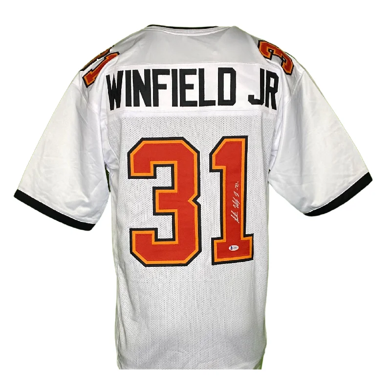 Custom soccer jersey for youth soccer teams-Antoine Winfield Jr Signed Custom White Football Jersey