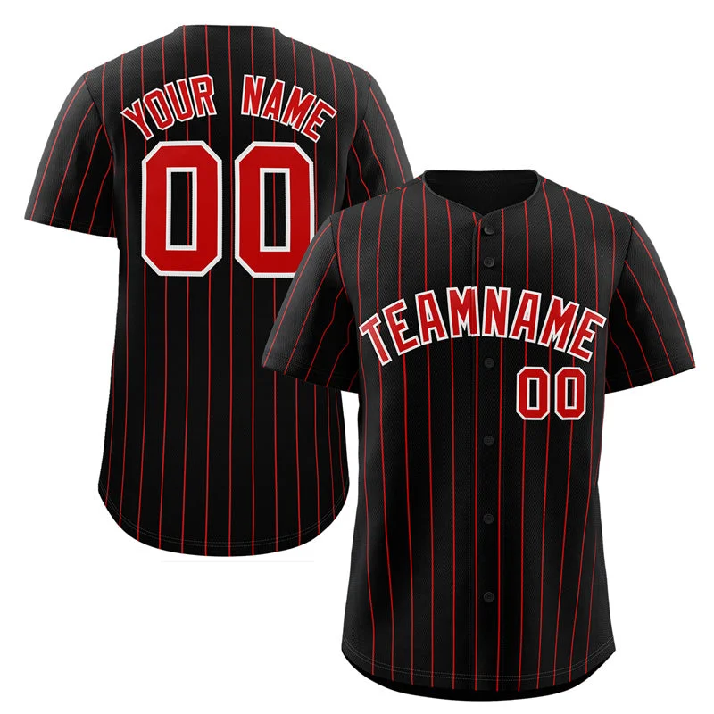 Baseball jersey for sports photography sessions-Custom Black Red-White Stripe Fashion Authentic Baseball Jersey