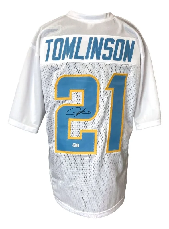 Custom soccer jersey for youth soccer teams-LaDainian Tomlinson San Diego Signed White Football Jersey BAS