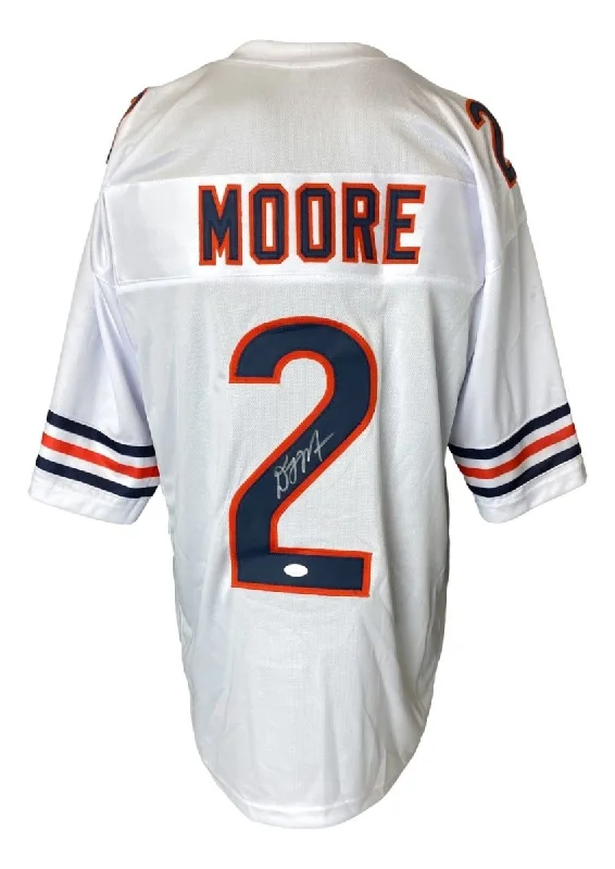 Personalized soccer jersey with name and number-DJ Moore Chicago Signed White Football Jersey JSA ITP