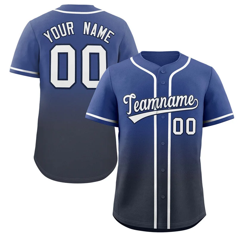 Team baseball jerseys with embroidered logos and lettering-Custom Blue Navy-White Gradient Fashion Authentic Baseball Jersey