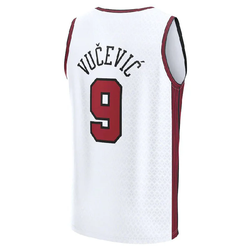 Custom basketball jersey with player number on sleeves-C.Bulls #9 Nikola Vucevic Fanatics Branded 2022-23 Fastbreak Jersey City Edition White Stitched American Basketball Jersey