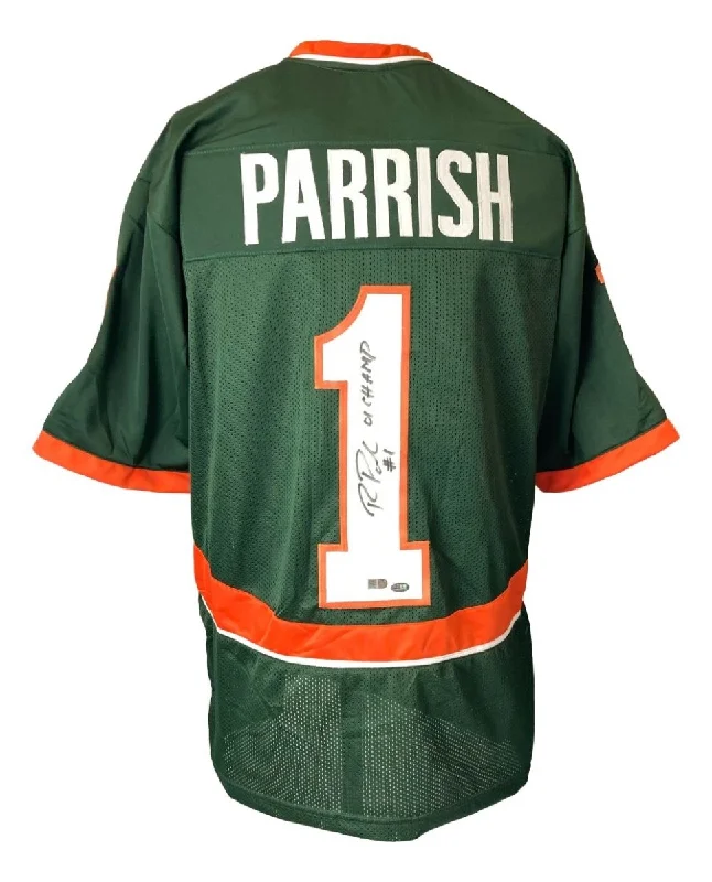 Soccer jersey for fans with team logos-Roscoe Parrish Miami Signed Green Football Jersey 01 Champ Sports Integrity