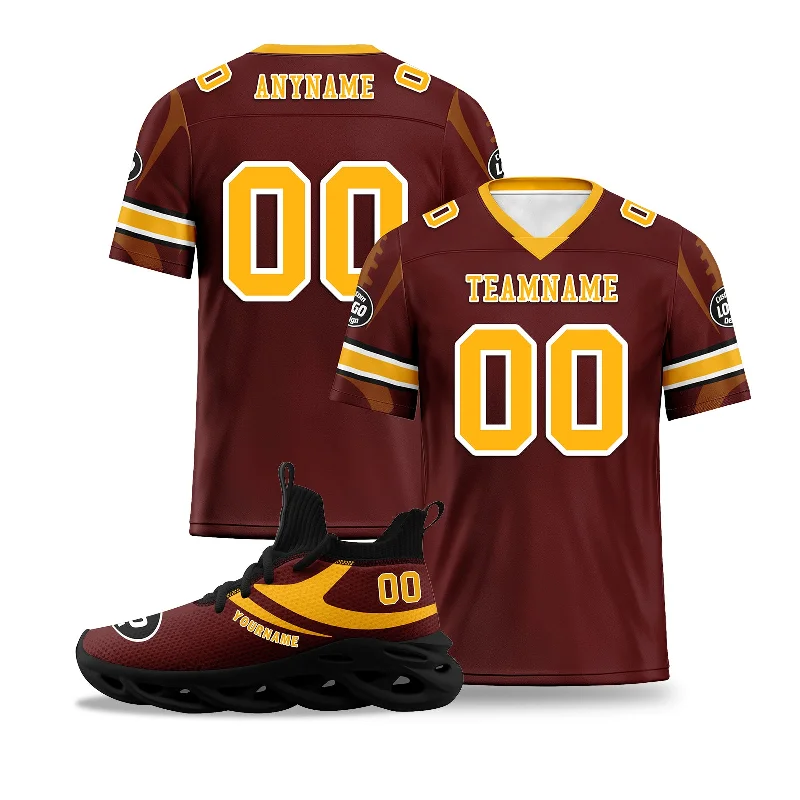 Personalized soccer jersey for family teams-Custom Crimson Washington Football Jersey and Sports Shoes Combo Offer Personalized Combo ZH-D025008-29