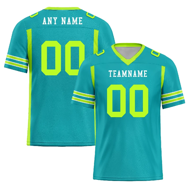 Soccer jersey with vented side panels for breathability-Custom Mint Green Striped Sleeves Personalized Authentic Football Jersey FBJ02-D06047