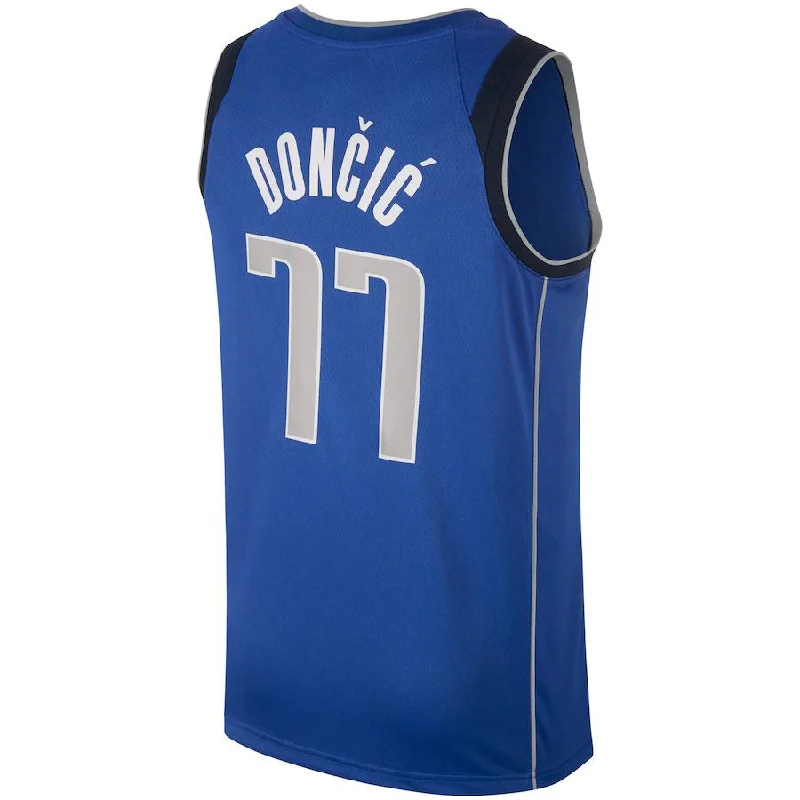 Lightweight basketball jersey for summer games-D.Mavericks #77 Luka Doncic Swingman Jersey Royal Stitched American Basketball Jersey