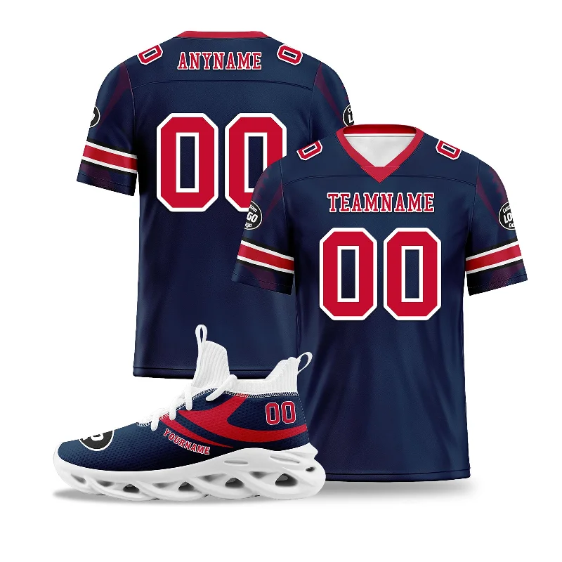 Custom soccer jersey for international teams-Custom Blue New England Football Jersey and Sports Shoes Combo Offer Personalized Combo ZH-D025008-26