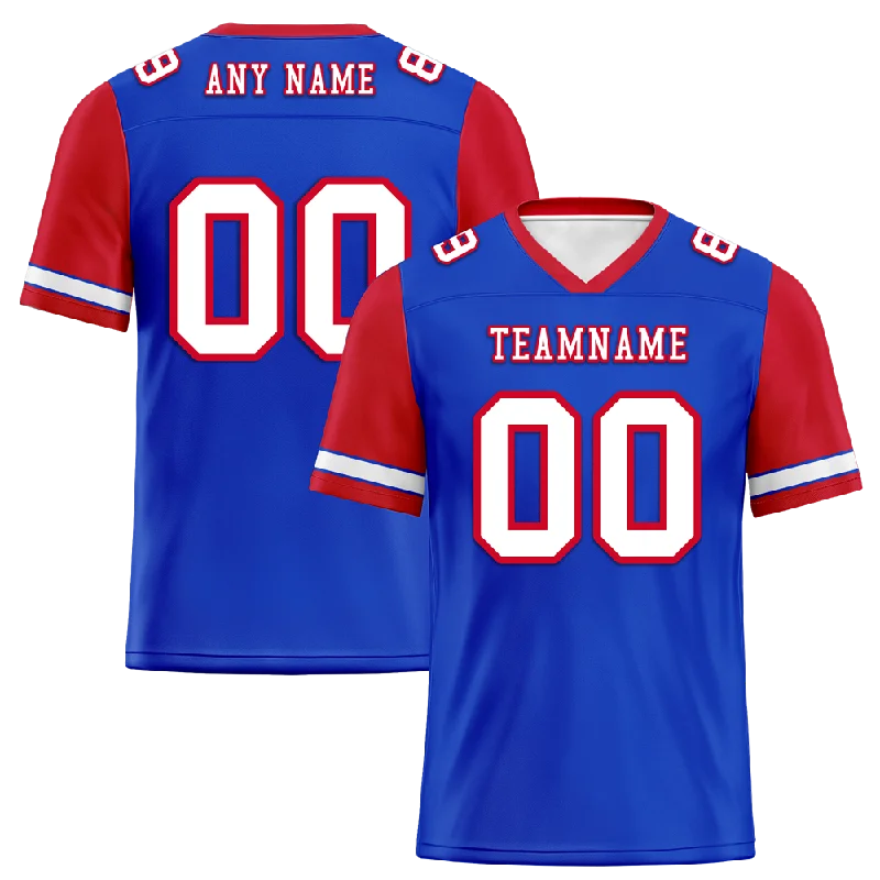 Personalized soccer jersey with bold lettering-Custom Blue Red Two Tone White Personalized Authentic Football Jersey FBJ02-bc0f09d