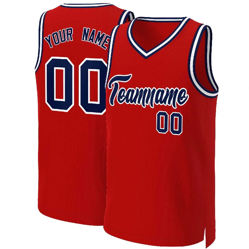 Authentic basketball jersey for fans-Custom Red Navy-White Classic Tops Basketball Jersey