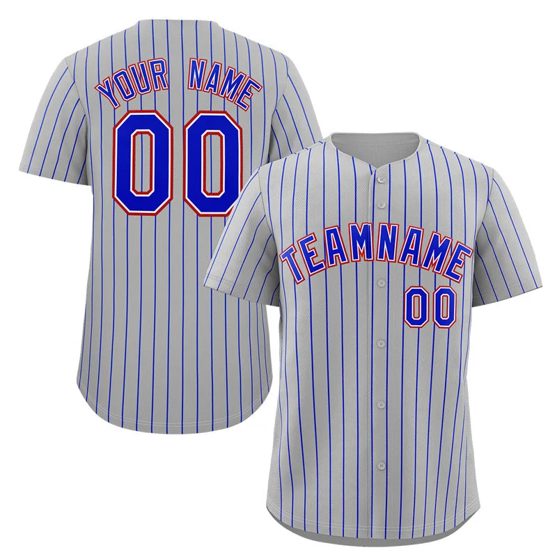 Personalized baseball jersey for sports clubs-Custom Gray Royal-Orange Stripe Fashion Authentic Baseball Jersey