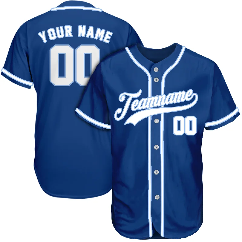 Custom baseball jersey for school teams-Custom Blue White Baseball Jersey