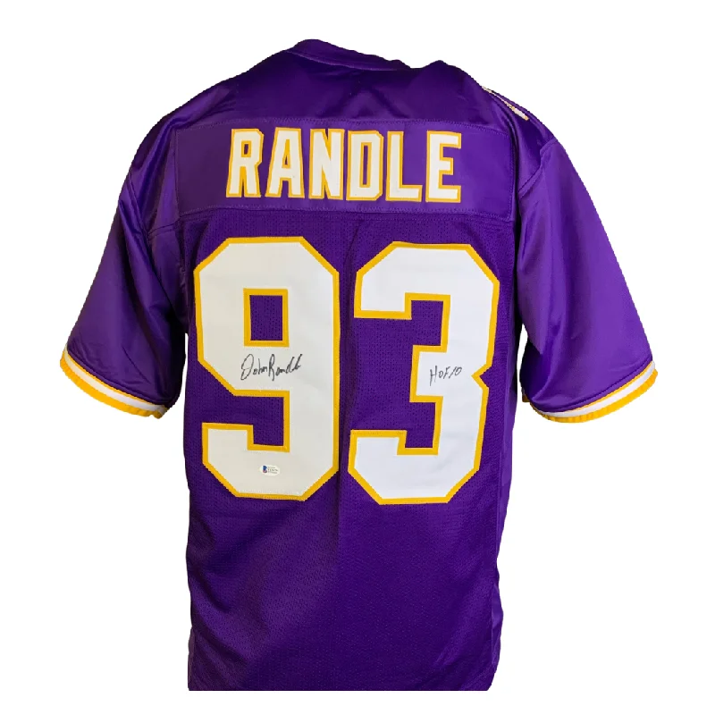 Custom soccer jersey with fully customized designs-John Randle Signed Custom Purple Football Jersey w/ 'HOF 10'