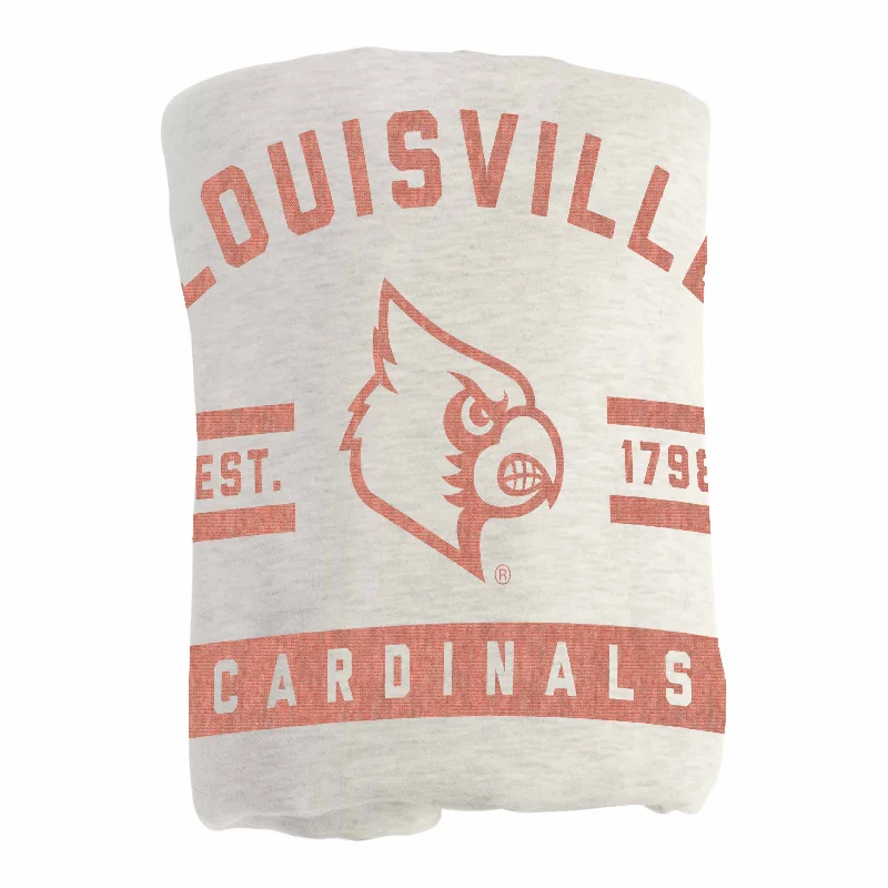 Custom team seat cushions for home seating-Louisville Oatmeal Sweatshirt Blanket