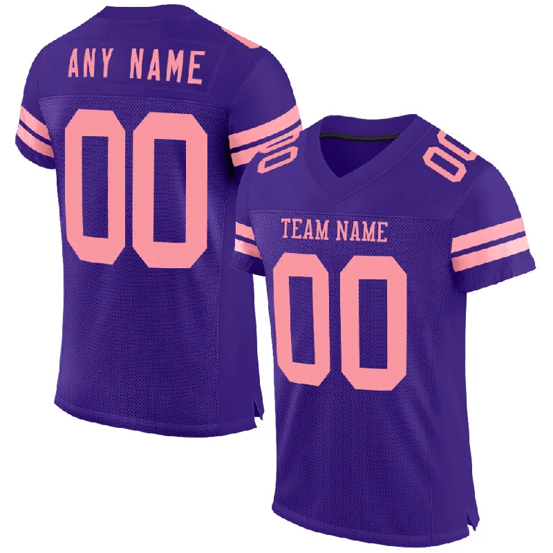 Personalized soccer jersey for major soccer tournaments-Custom Purple Medium Pink Mesh Authentic Football Jersey