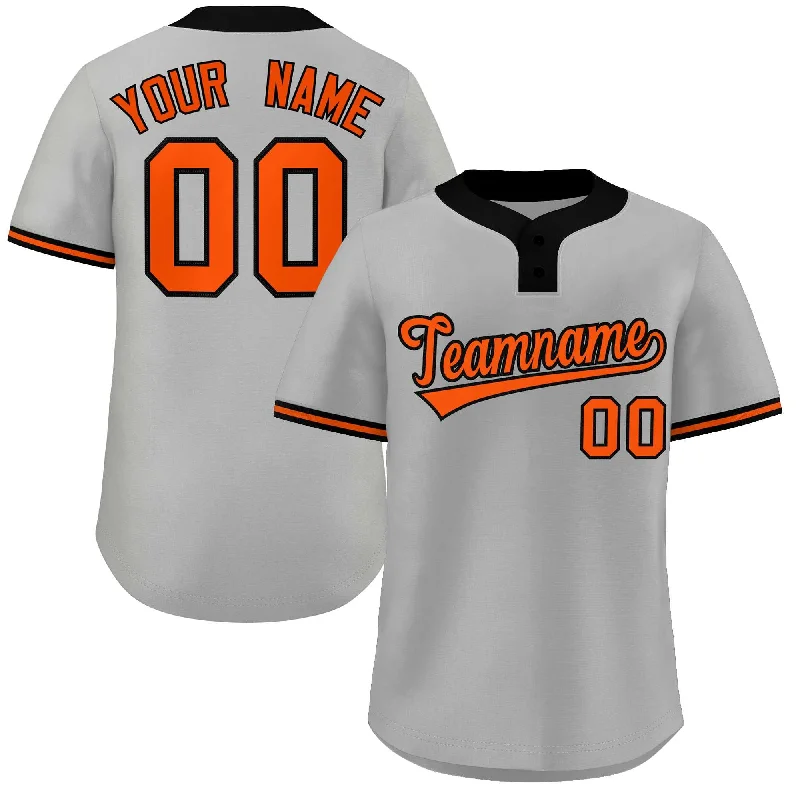 Baseball jersey for home games with team colors and logos-Custom Gray Orange-Black Classic Style Authentic Two-Button Baseball Jersey