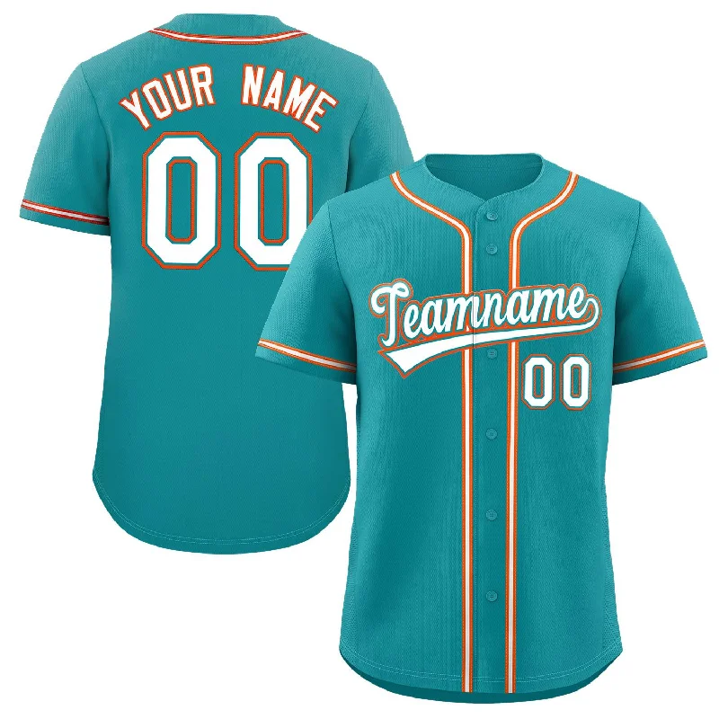 Custom baseball jersey with bold graphic designs for teams-Custom Teal White-Orange Classic Style Authentic Baseball Jersey