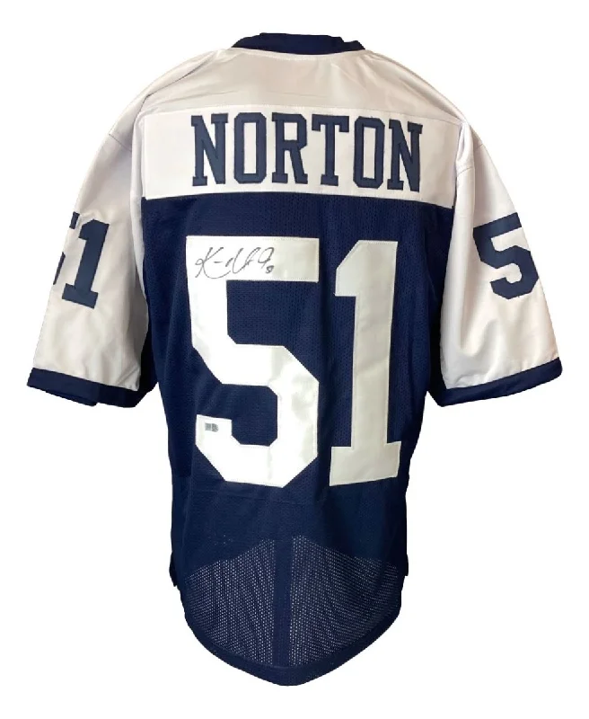 Soccer jersey with moisture-wicking technology-Ken Norton Jr Dallas Signed Alternate Blue Football Jersey Sports Integrity