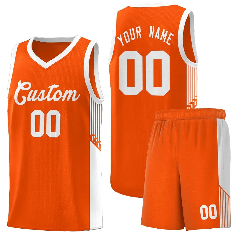 Basketball jersey for fans with team logos-Custom Orange White Side Stripe Fashion Sports Uniform Basketball Jersey