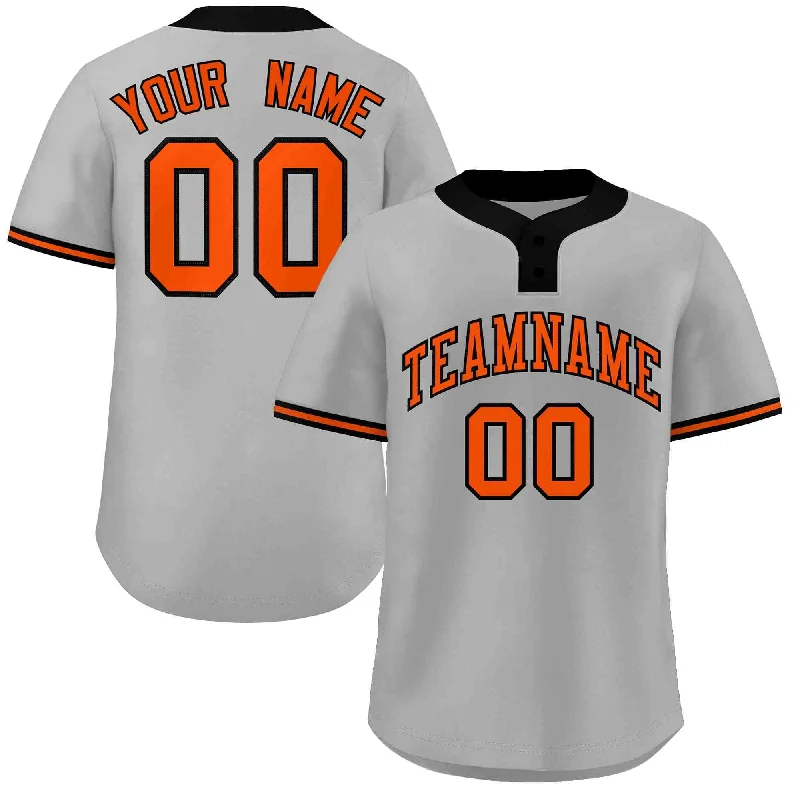 Authentic baseball jersey for fans-Custom Gray Orange-Black Classic Style Authentic Two-Button Baseball Jersey