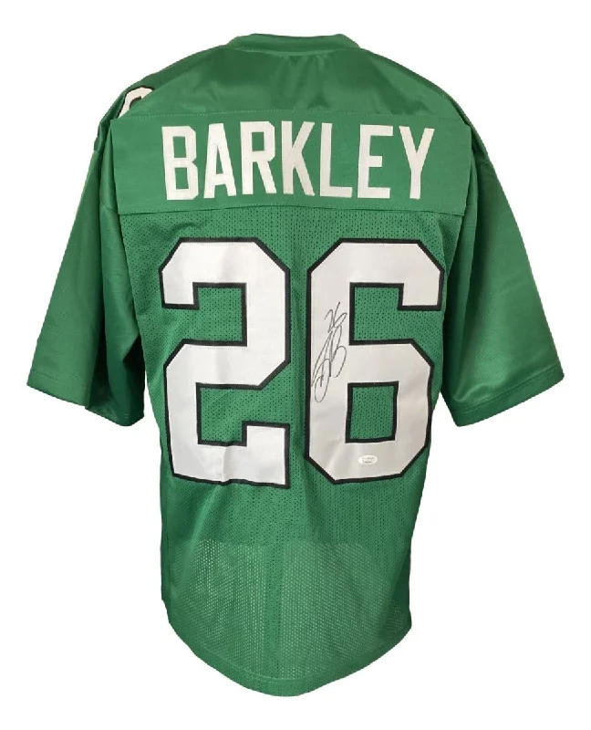 Custom soccer jersey for youth teams-Saquon Barkley Philadelphia Signed Kelly Green Football Jersey JSA ITP