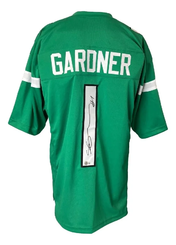 Custom soccer jersey with embroidered logos for teams-Ahmad Sauce Gardner New York Signed Alternate Green Football Jersey BAS