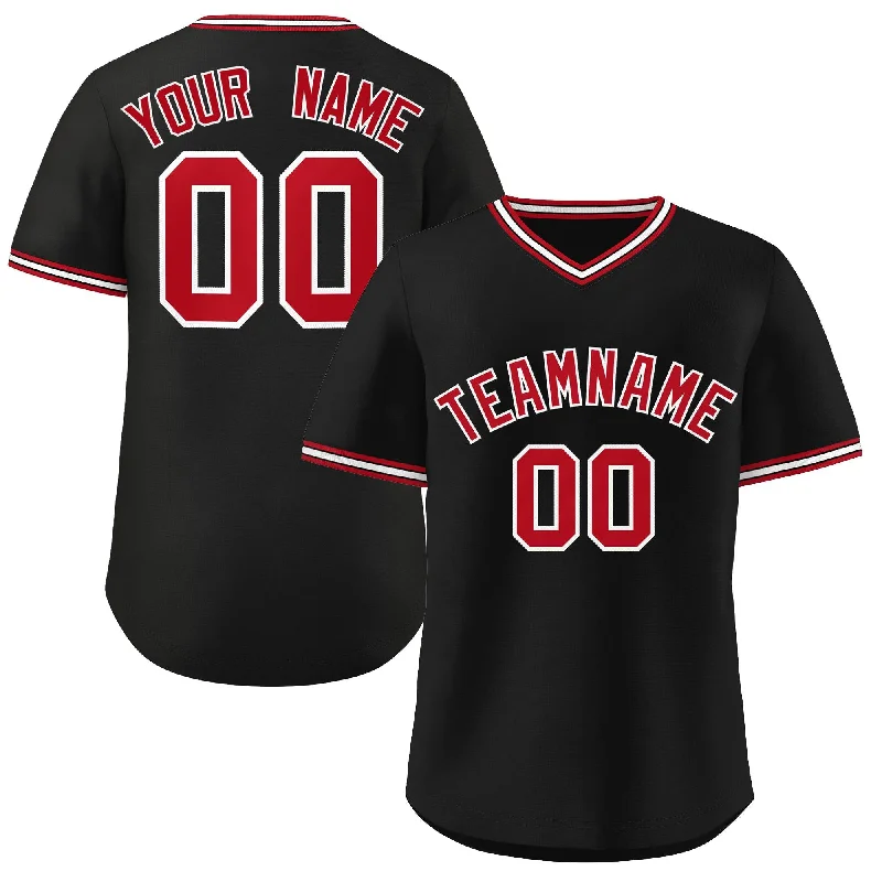 Custom baseball jersey for professional sports leagues-Custom Black Red-White Classic Style Personalized Authentic Pullover Baseball Jersey