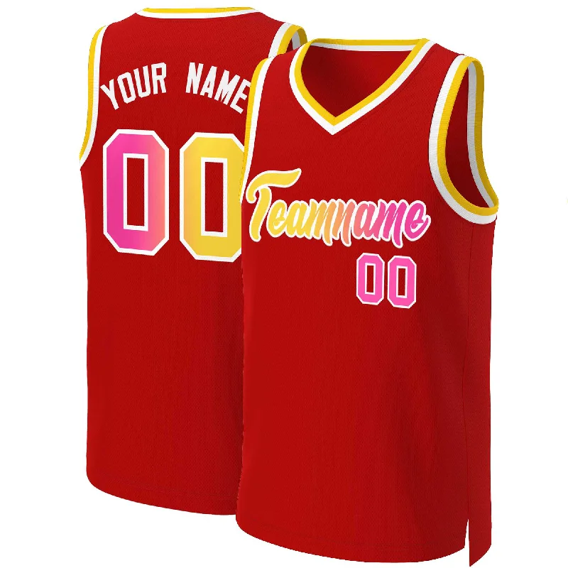 Custom basketball jersey with embroidery for added detail-Custom Red Yellow-White Classic Gradient Fashion Tops Basketball Jersey