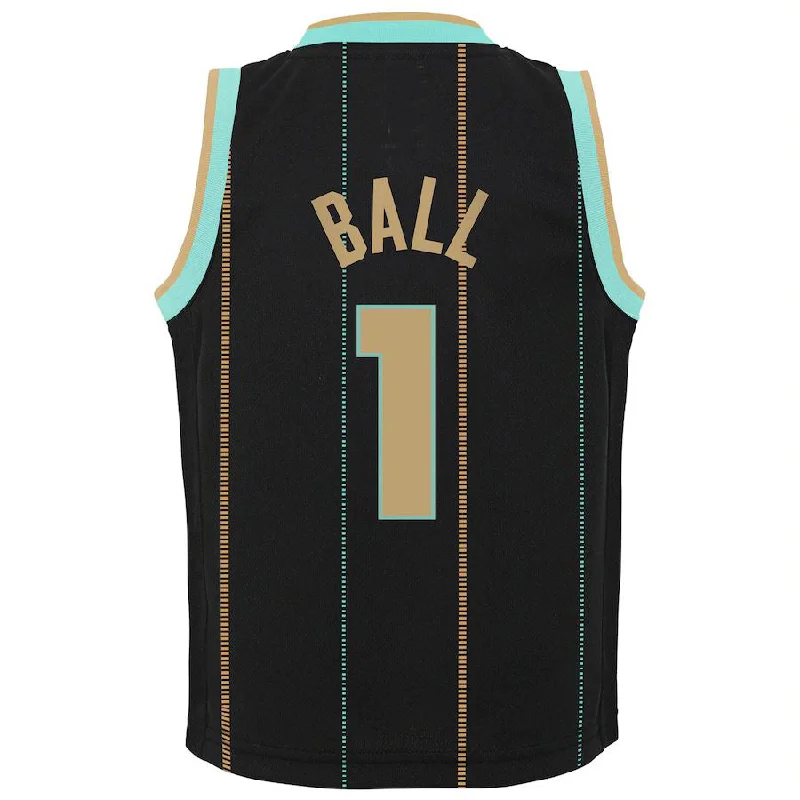 Personalized basketball jersey with team slogans-C.Hornets #1 LaMelo Ball Jordan Brand Toddler 2022-23 Replica Jersey City Edition Black Stitched American Basketball Jersey