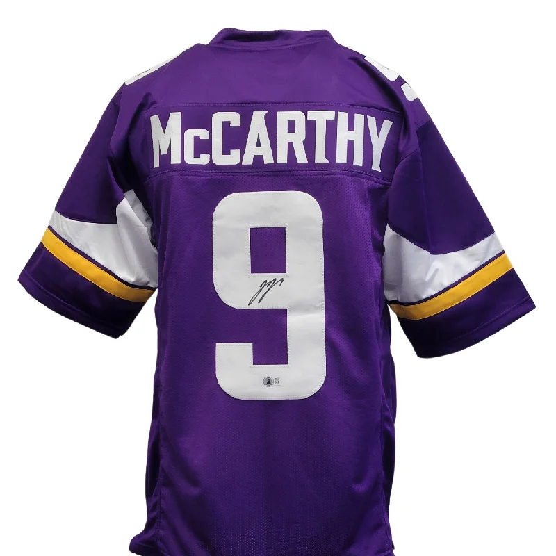 Custom soccer jersey for teams-JJ McCarthy Signed Custom Purple Football Jersey