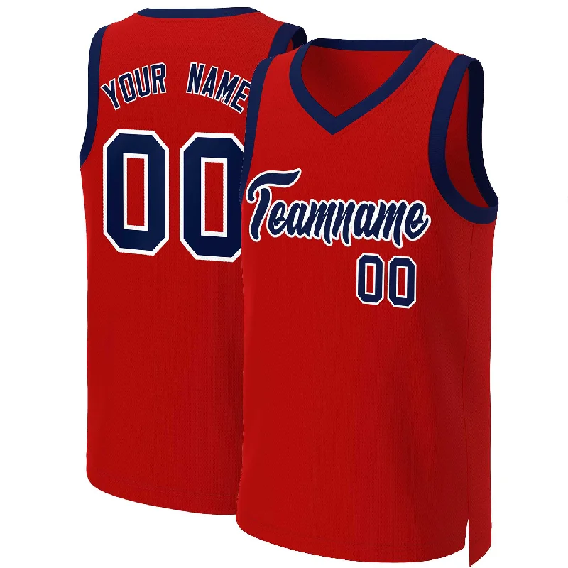 High-quality basketball jersey for youth leagues-Custom Red Navy-White Classic Tops Basketball Jersey