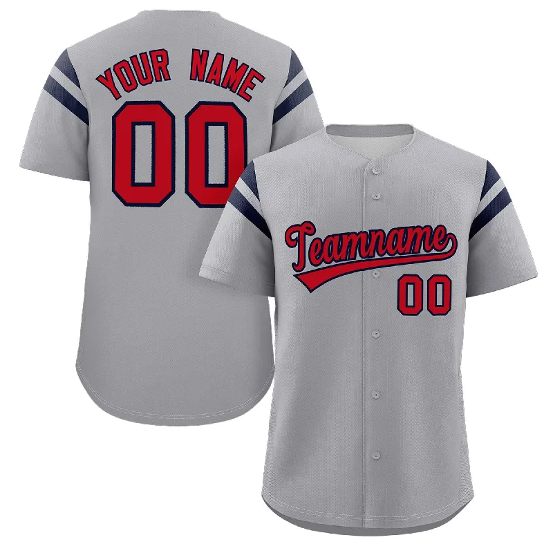 Classic baseball jersey with modern design details-Custom Gray Red-Black Classic Style Personalized Full Button Authentic Baseball Jersey